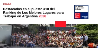 Havas Argentina, rankeada en el puesto 18 del Ranking de Los Mejores Lugares para Trabajar™ en Argentina 2026 de Great Place To Work?.